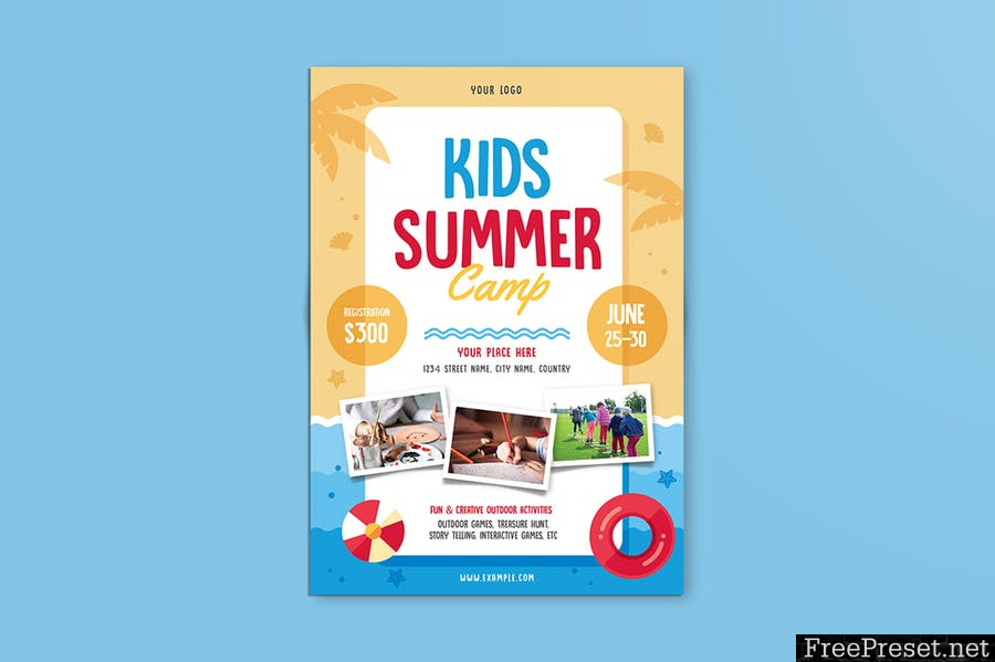 Kids Summer Camp Flyer 04 ZX9MPE - AI, PSD