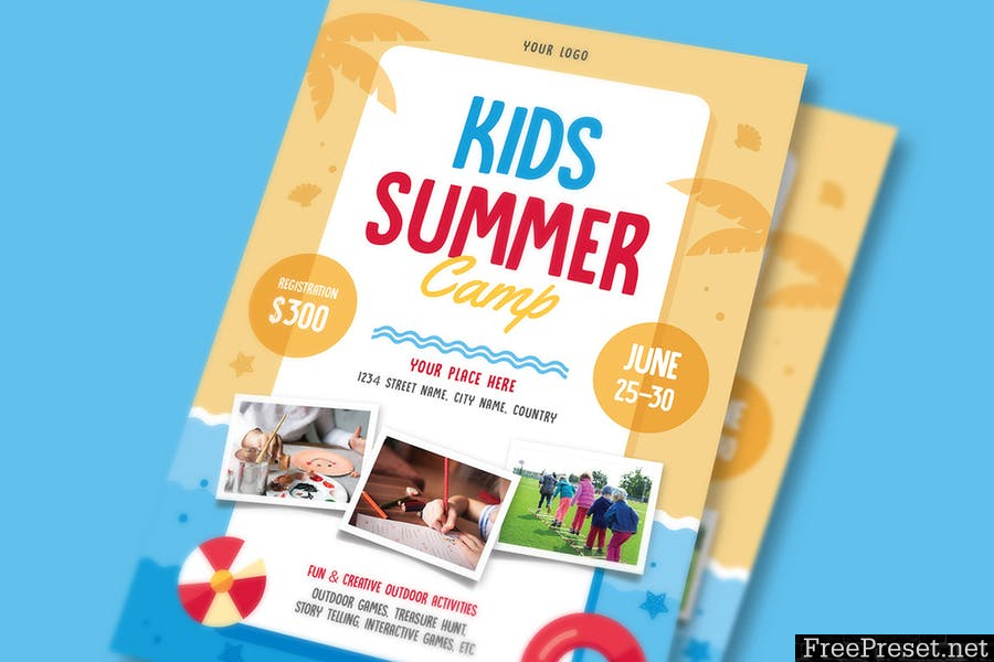 Kids Summer Camp Flyer 04 ZX9MPE - AI, PSD