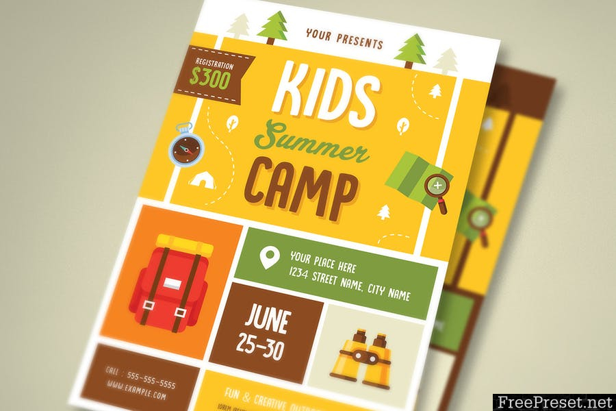 Kids Summer Camp Flyer 4HC2EP - AI, PSD