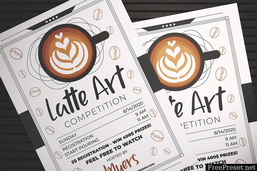 Latte Art Competition Flyer - AI, PSD