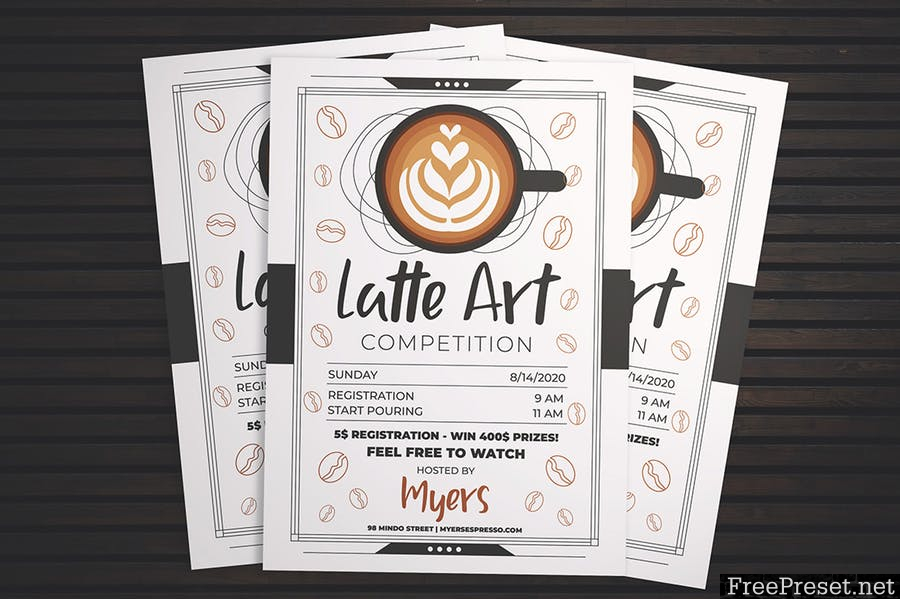 Latte Art Competition Flyer - AI, PSD