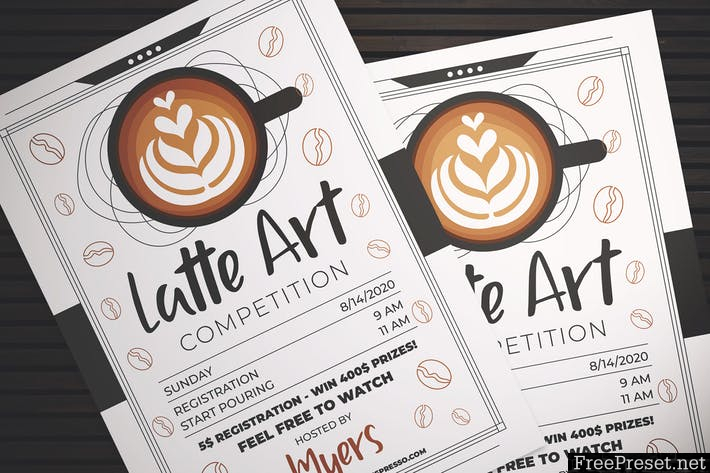 Latte Art Competition Flyer - AI, PSD