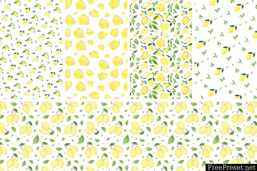 Lemons & Limes Watercolor Collection 6D68NC - PNG