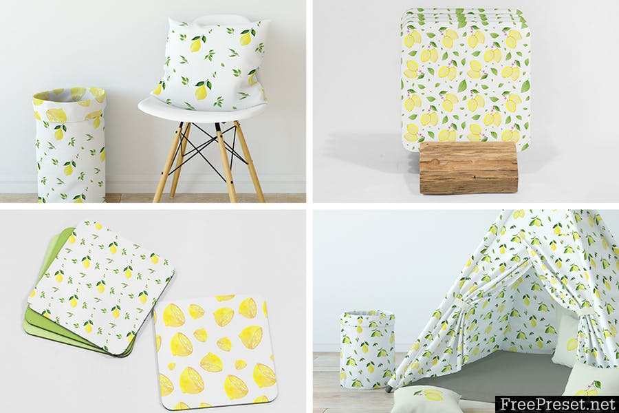 Lemons & Limes Watercolor Collection 6D68NC - PNG