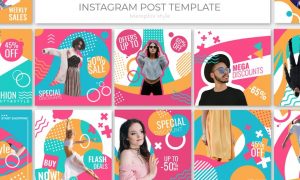 Memphis Style Instagram Post Template VD3R5N - PSD
