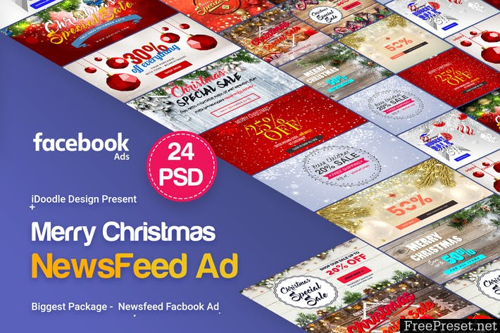 Merry Christmas NewsFeed Banners Ad - 24PSD - ZDLVSR