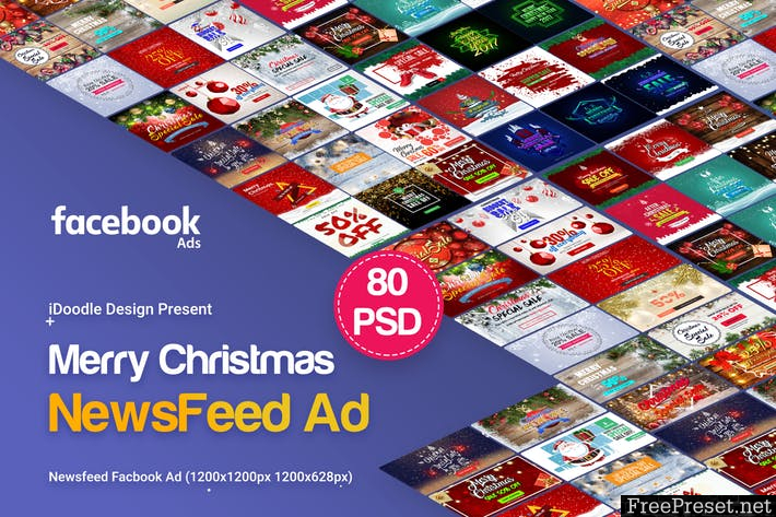 Merry Christmas NewsFeed Banners Ad - 80 PSD - UXTX2X