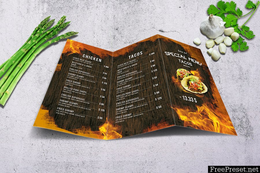 Mexican A4 US Letter Trifold Food Menu