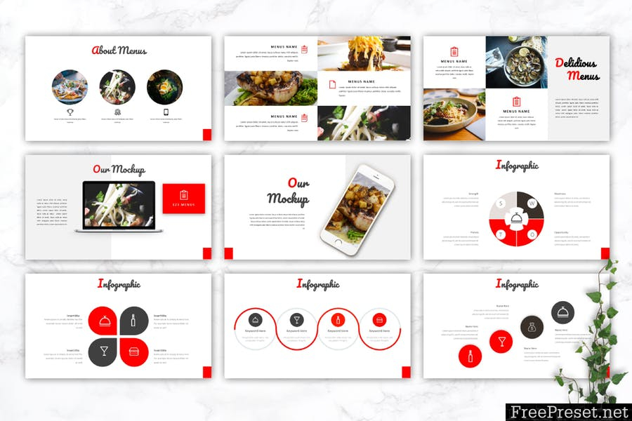 MOCARONI - Restaurant & Food Powerpoint Template E39EWY - PPTX