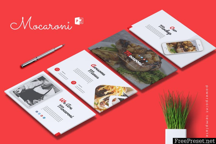 MOCARONI - Restaurant & Food Powerpoint Template E39EWY - PPTX