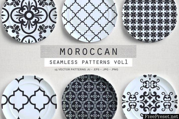 Moroccan Style seamless vector patterns vol1 BGA9YF -AI, EPS, JPG, PNG