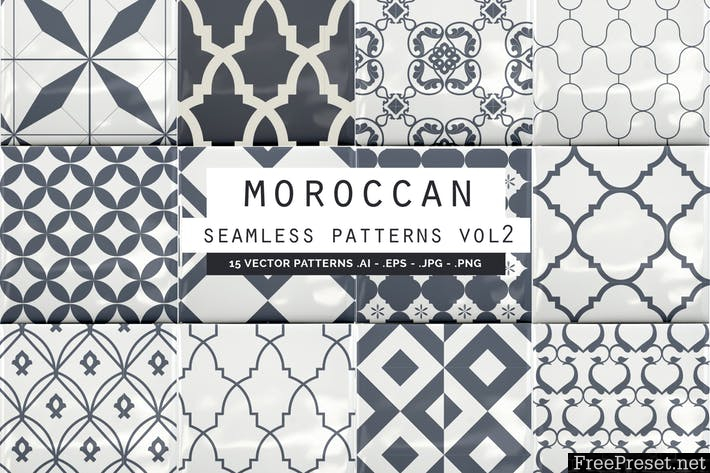 Download Moroccan Style Seamless Vector Patterns Vol2 Ai Eps Jpg Png