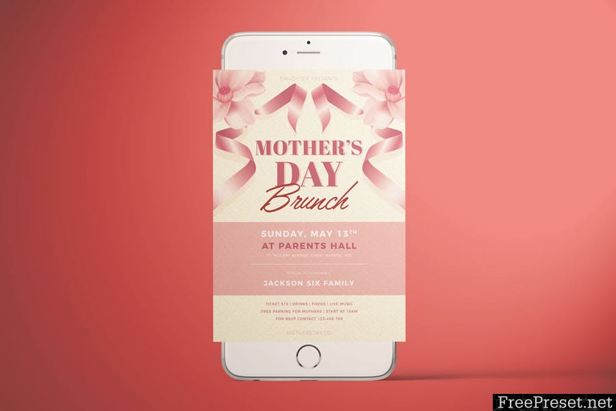 Mother's Day Brunch Flyer - DRRDBT - AI, PSD