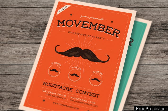 Movember Event Flyer 75R6CN - AI, PSD