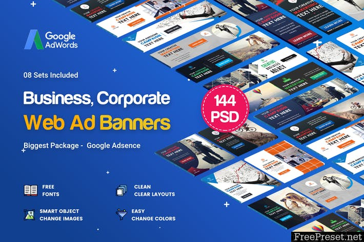 Multipurpose Banners Ad - 144PSD [ 08 Sets ]