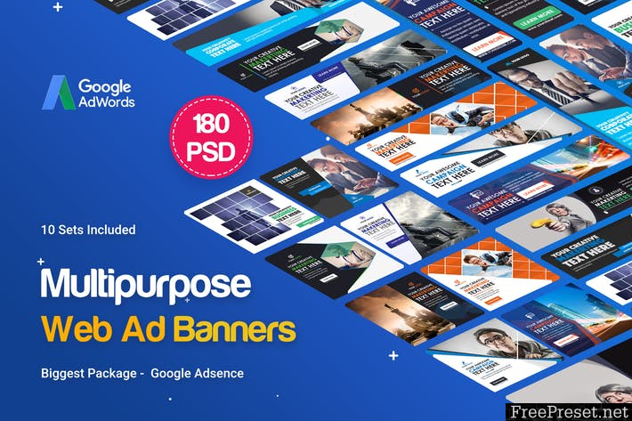 Multipurpose Banners Ad - 180PSD [ 10 Sets ] 94SQ75