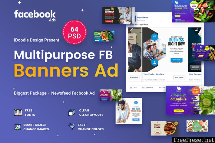 Multipurpose Facebook Banner Ads - 64 PSD - 632MEQ