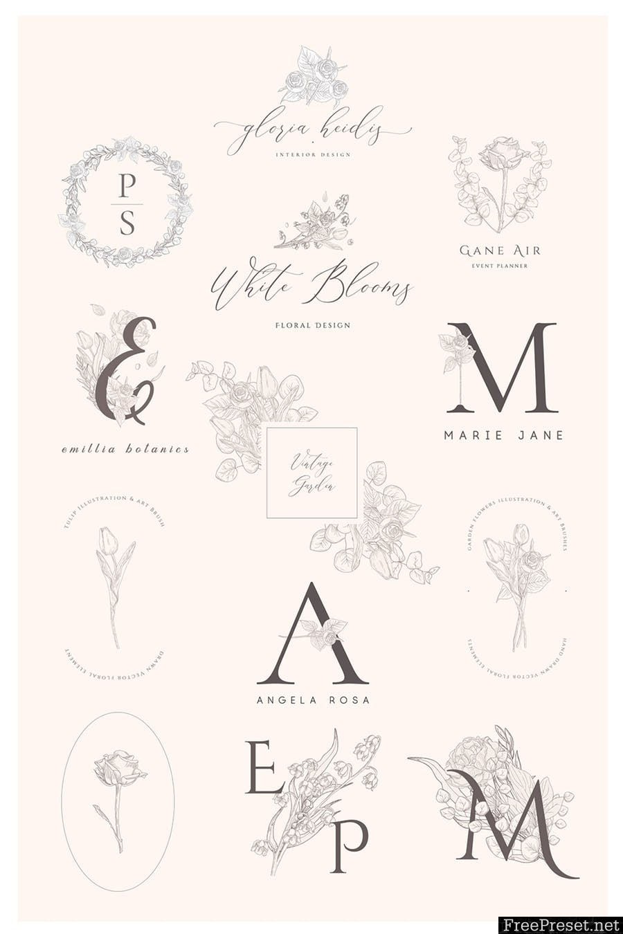 New Brand Collection Floral Graphics XGQM3B - EPS, JPG, PNG, PSD