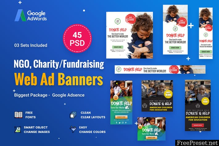 NGO, Charity/Fundraising Banner Ads - 45 PSD - 8HX6JP