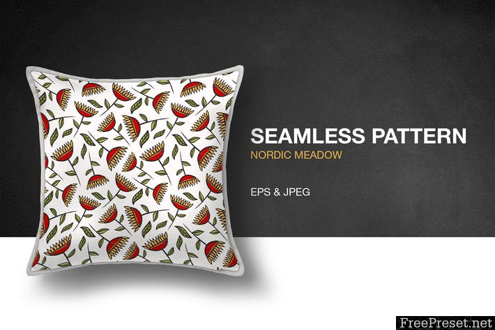 Nordic Meadow Seamless Pattern ZZJZK6 - EPS, JPG