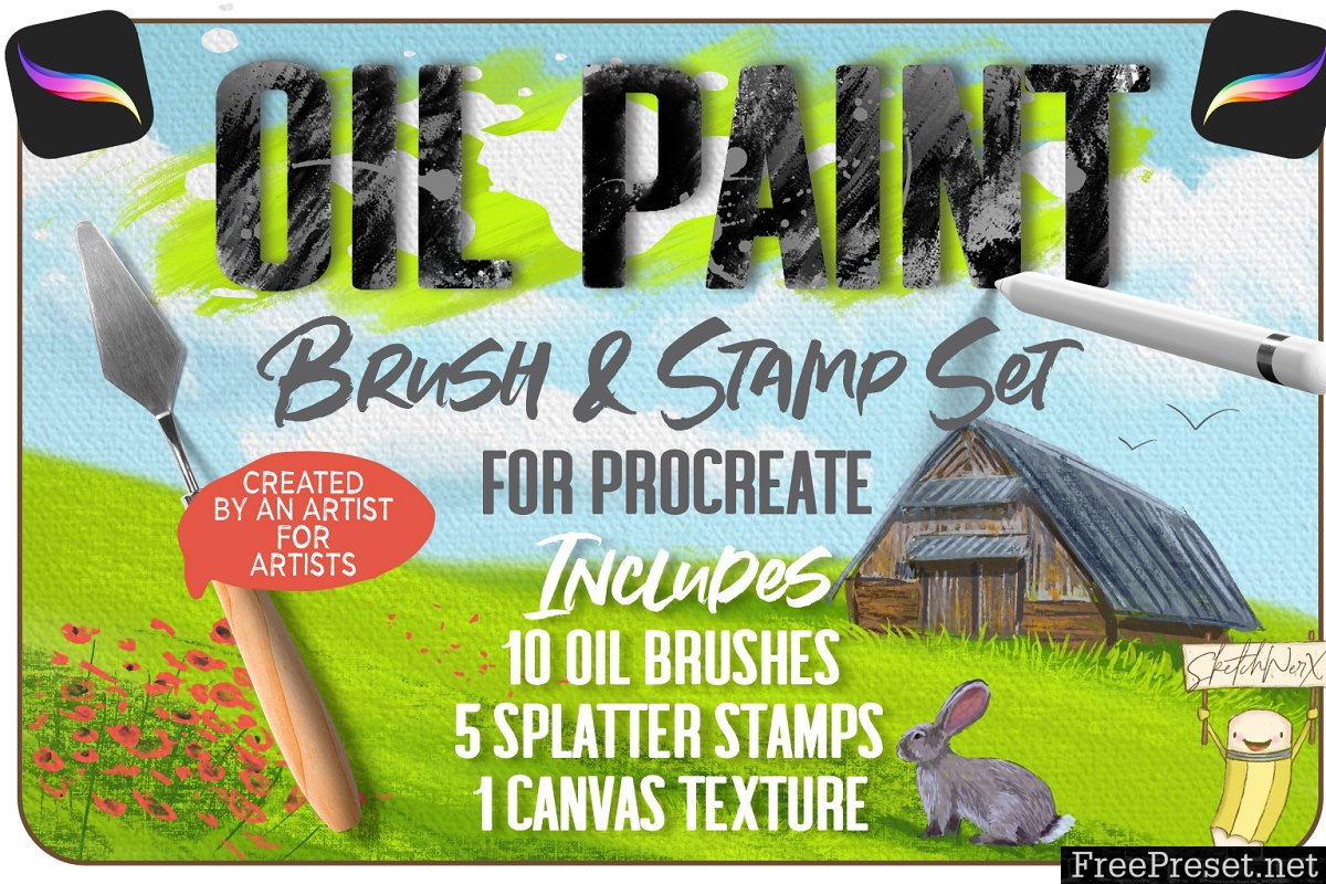 Oil Paint Brush & Stamp Set 3378608