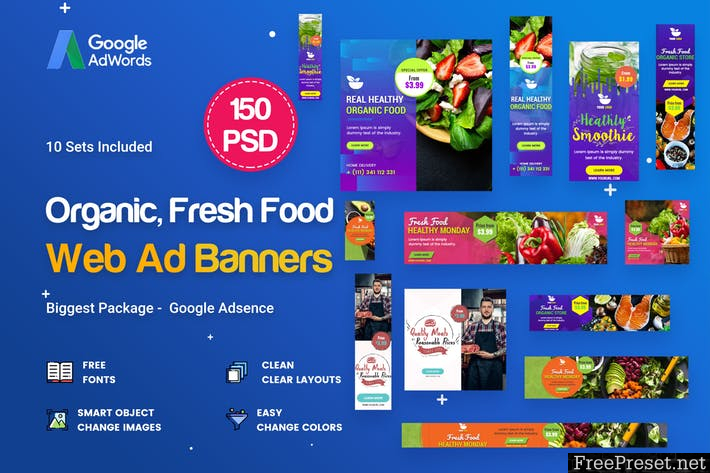 Organic, Fresh Food Banners Ad - 150 PSD - EK8H3A