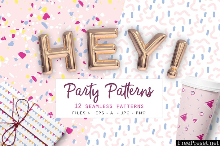 Party Patterns set of 12 M6A67Z - AI, EPS, JPG, PNG