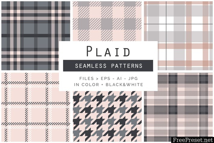Plaid Seamless Patterns 55DR3V - AI, EPS, JPG