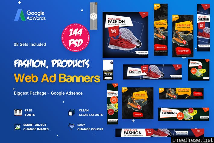 Product Banners Ads - 144 PSD [08 Sets] - GAQD43