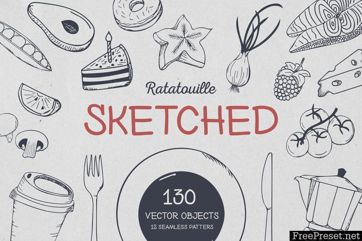 Ratatouille Sketched ME6DJK - AI, JPG, SVG