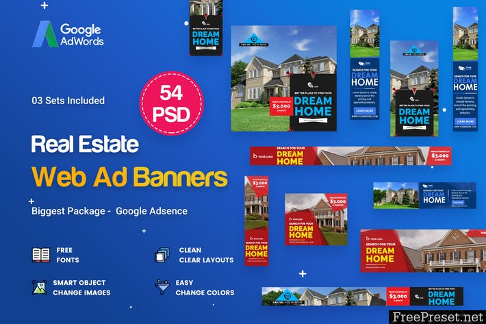 Real Estate Banners Ads - 54 PSD [03 Sets] RA37FQ