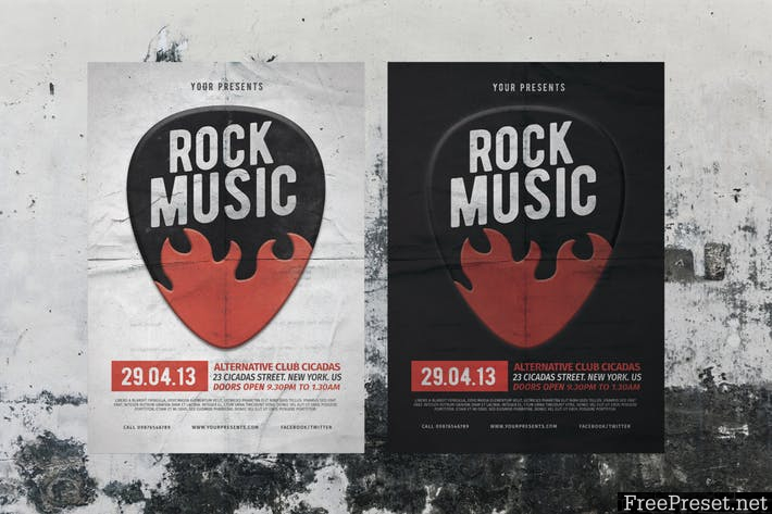 Rock Music Flyer & Poster SQMKRG - PSD