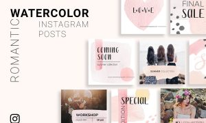 Romantic Watercolor Instagram Post Template CCD8VN - AI, PSD