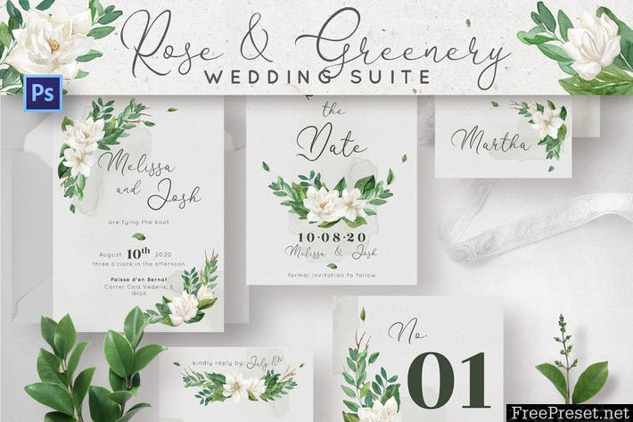 Rose & Greenery Wedding Suite UN9BAPS - PSD