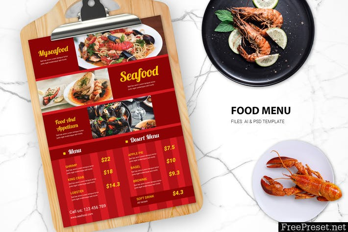 Seafood Food Menu RE34LHN - AI, JPG, PSD