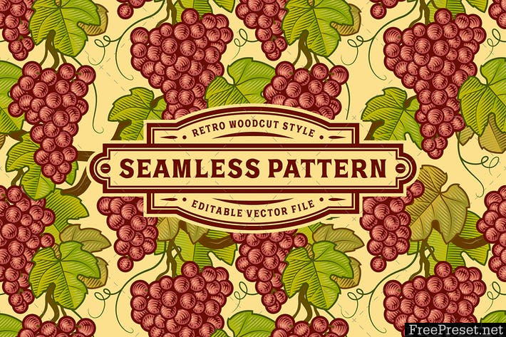 Seamless Grapes Pattern HXXSJC - EPS, JPG