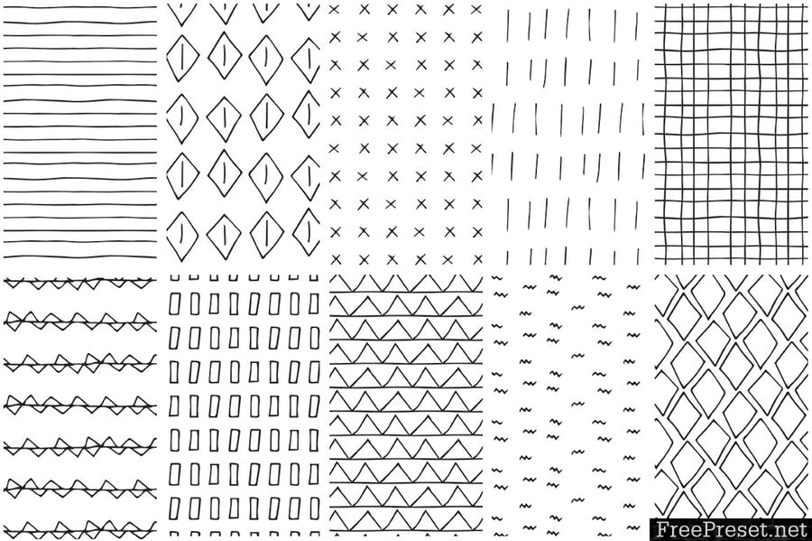 Simple Line Handdrawn Patterns YGAKXY - AI, EPS, JPG, PNG