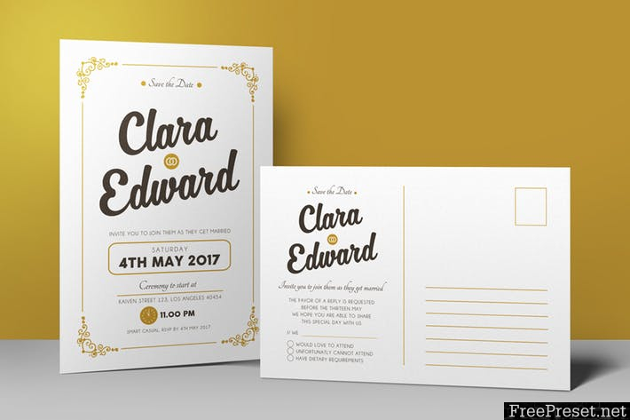 Simple Wedding Invitation & RSVP VBB5PU - AI, EPS