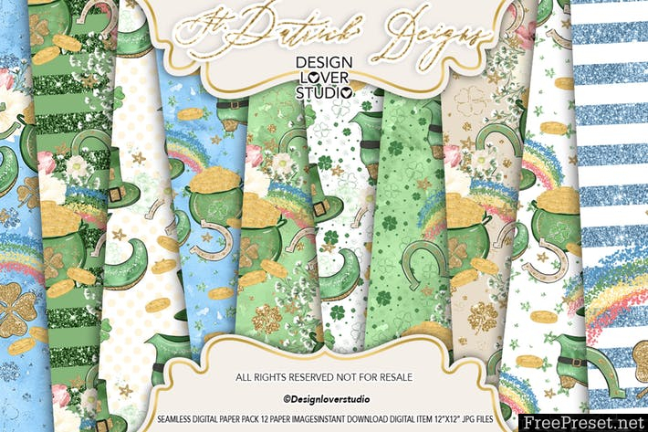 St Patrick's Day digital paper pack FD5NFF -JPG