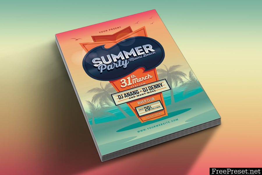 Summer Beach Party Flyer WTWA3B - PSD