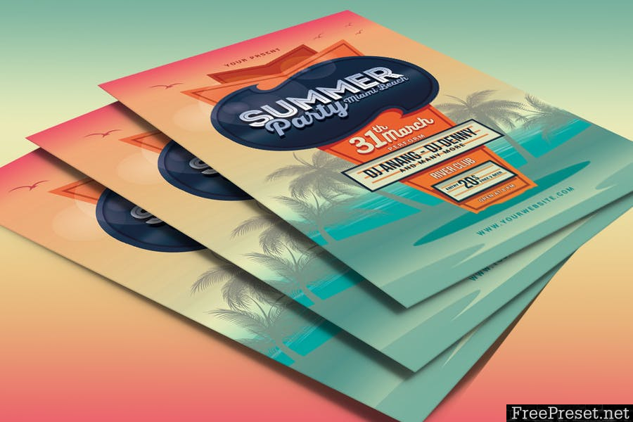 Summer Beach Party Flyer WTWA3B - PSD