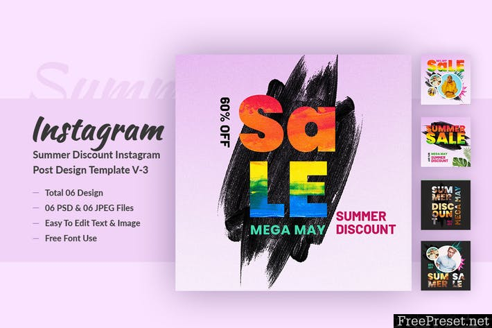 Summer Discount Instagram Post Design Template V-3 463DC2H