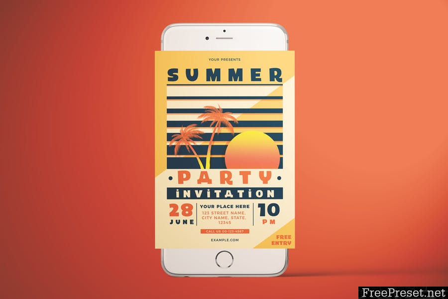 Summer Party Invitation Flyer Z2BQPSW - AI, PSD