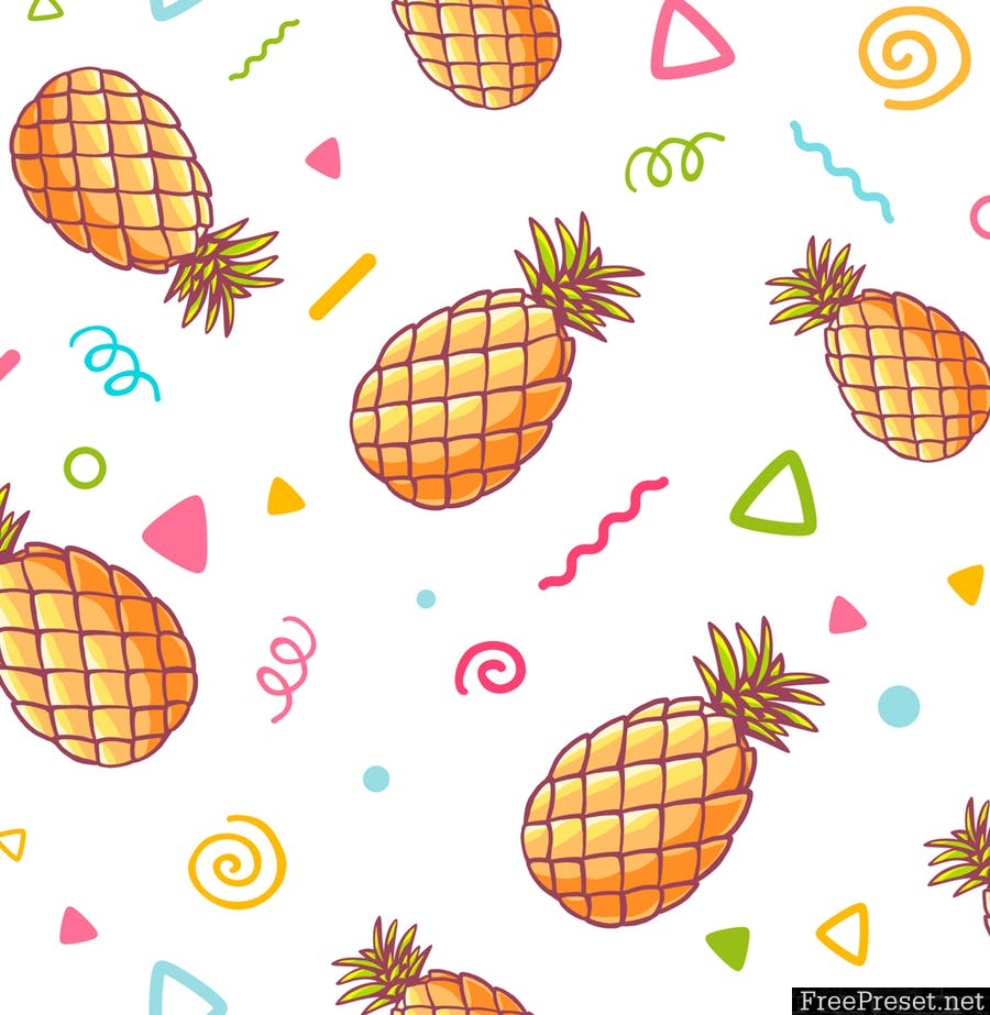 Three fashionable patterns with pineapples D2RZ3D - EPS, JPG