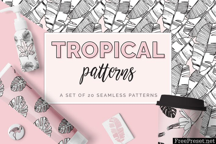 Tropical Patterns FH7KD3 - AI, EPS, JPG, PNG