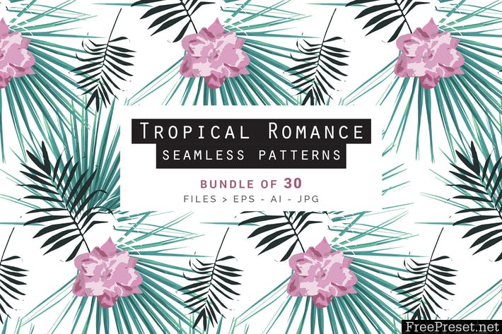 Tropical Romance Patterns Bundle H2X26U - AI, EPS, JPG