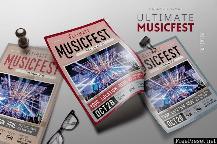 Ultimate MusicFest Flyers - ZU58PS - AI, PSD