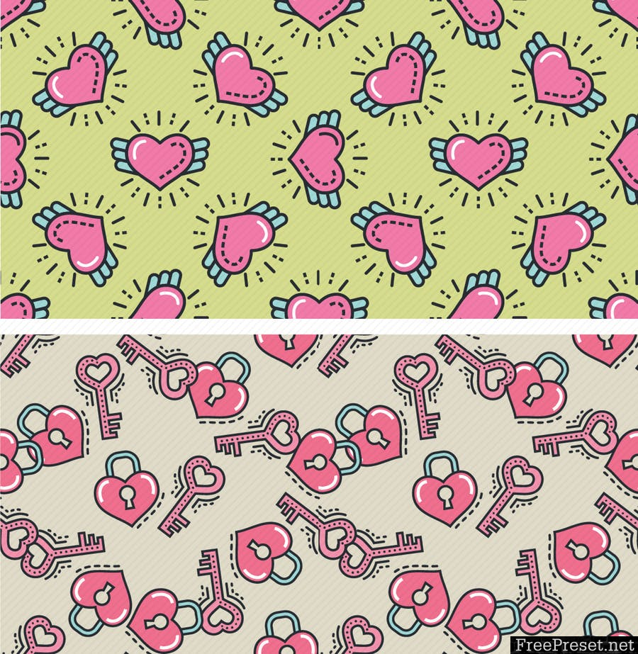 Valentine Seamless Patterns 7M57NN - AI, EPS, JPG