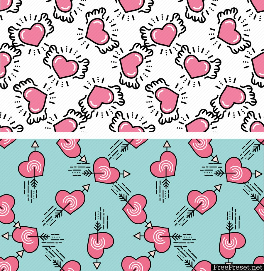 Valentine Seamless Patterns 7M57NN - AI, EPS, JPG