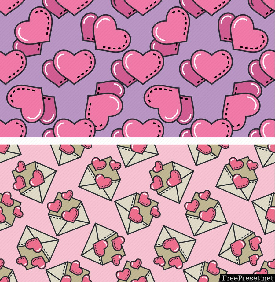 Valentine Seamless Patterns 7M57NN - AI, EPS, JPG